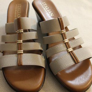 Clover 4-band Wedge Sandal In Beige/khaki Size 12